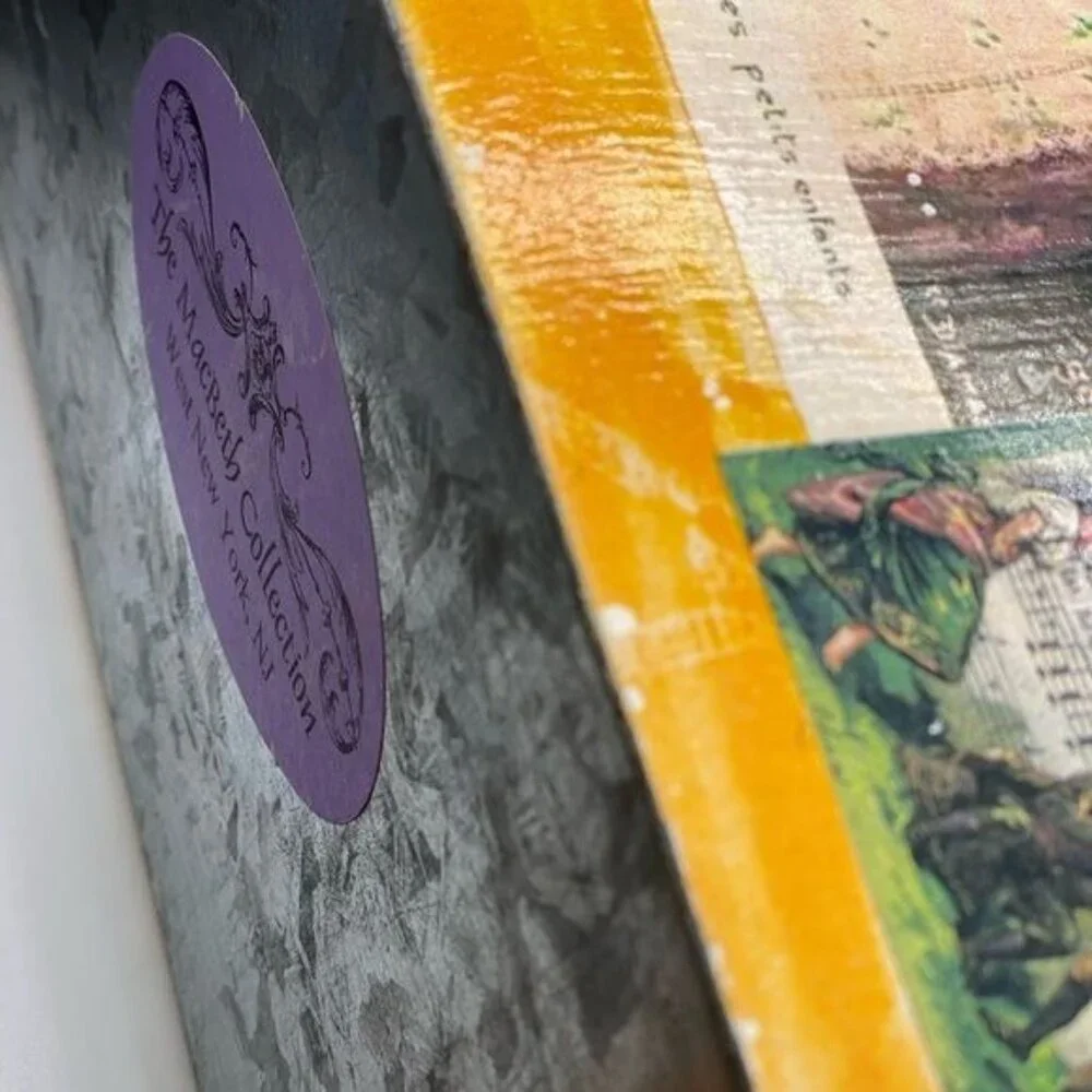 Decorative Postage Vintage-Style Collage Domed Storage Box Handle & Latch‎